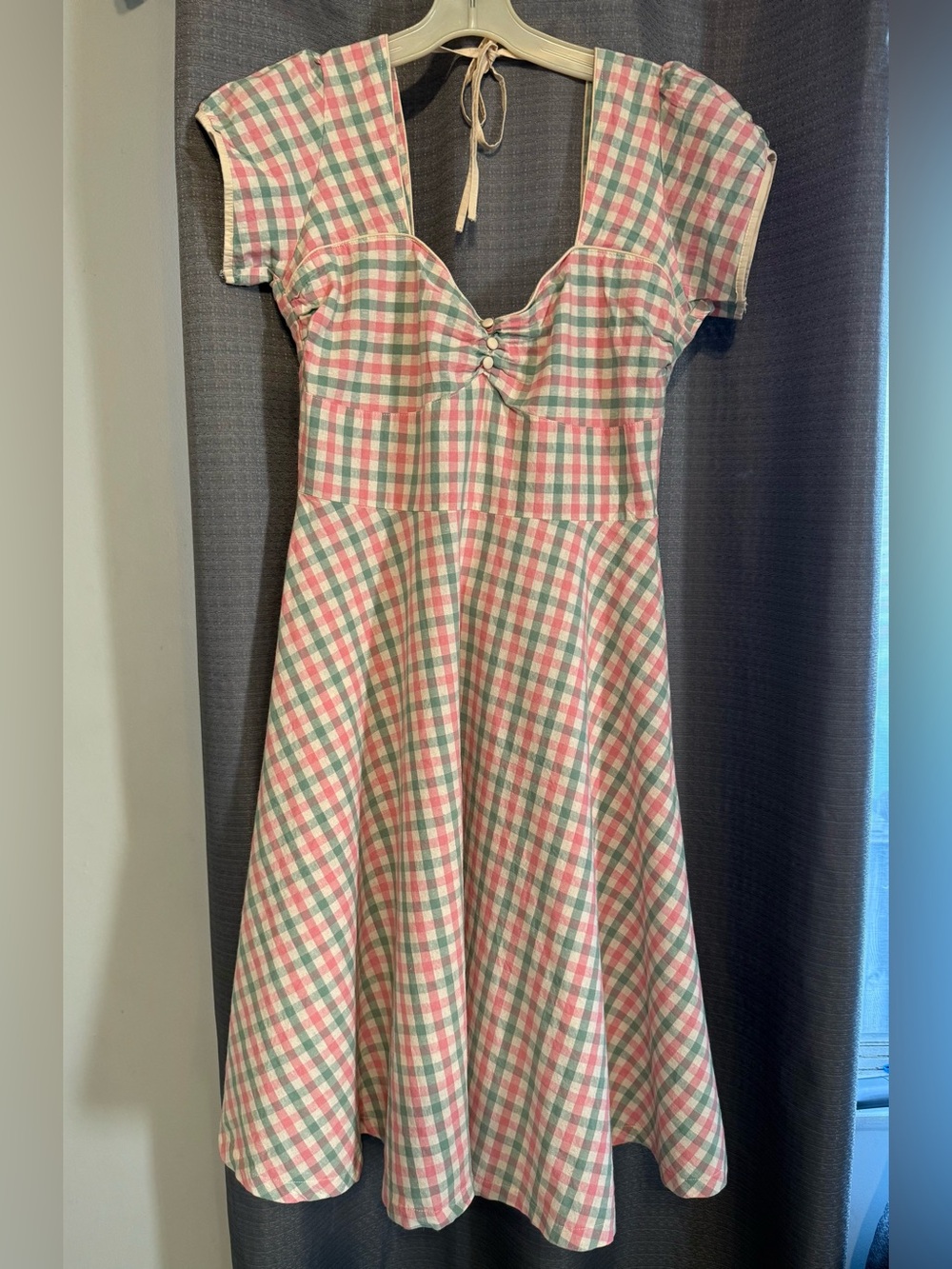 Lindy Bop Pink and Green Plaid Fit & Flare Dress